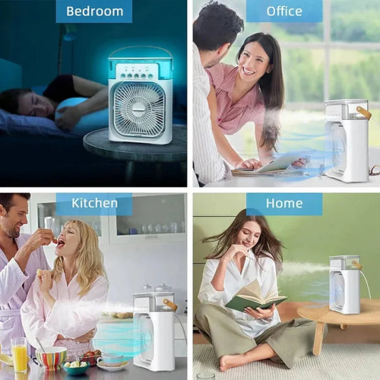 9 Inch Mist Fan | Portable Air Conditioner Fan | Mist Water, And Humidifier Function | Led Night Light Water Mist | Random Color