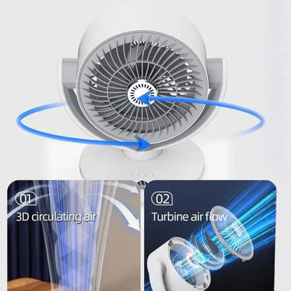 Oscillating Desktop Circulating Fan FT-905 | Rechargeable Mini Table Fan with LED Display & 3 Speeds